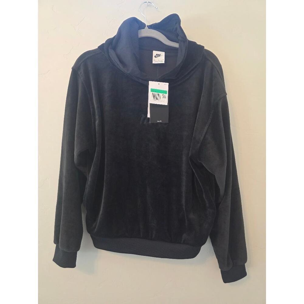 Nike Sportswear Girls Black Velour Hoodie Kids XL NWT